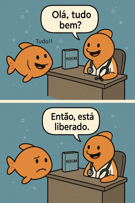 A imagem é uma tirinha com uma piada boba.